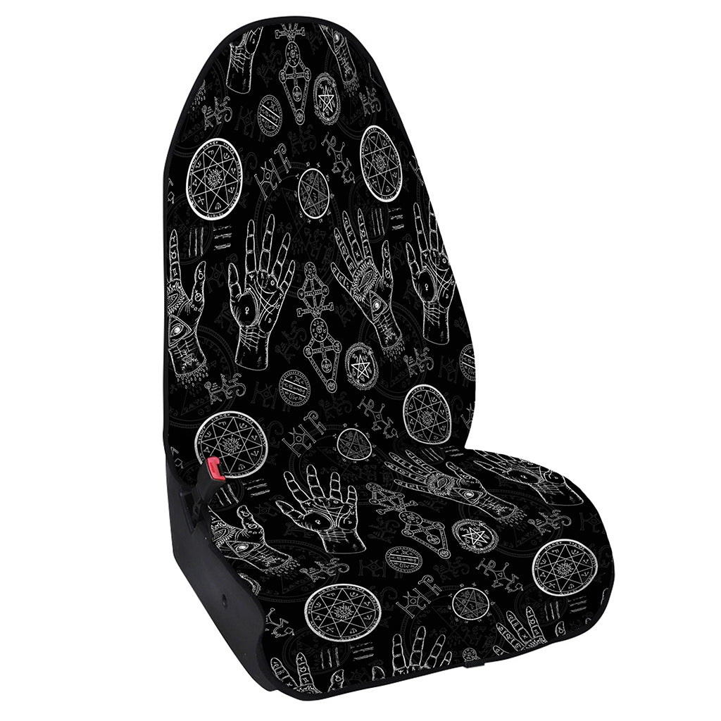 Black And White Wiccan Palmistry Print Waterproof Car Seat Cover