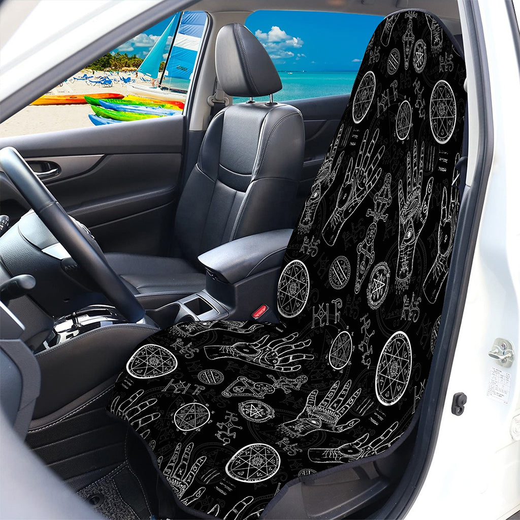 Black And White Wiccan Palmistry Print Waterproof Car Seat Cover