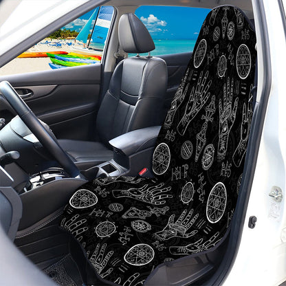 Black And White Wiccan Palmistry Print Waterproof Car Seat Cover