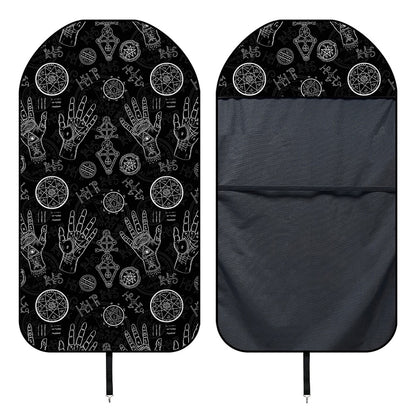 Black And White Wiccan Palmistry Print Waterproof Car Seat Cover