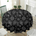 Black And White Wiccan Palmistry Print Waterproof Round Tablecloth