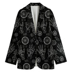 Black And White Wiccan Palmistry Print Women's Blazer