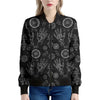 Black And White Wiccan Palmistry Print Women's Bomber Jacket