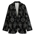 Black And White Wiccan Palmistry Print Women's Cotton Blazer