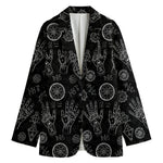 Black And White Wiccan Palmistry Print Women's Cotton Blazer