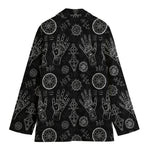 Black And White Wiccan Palmistry Print Women's Cotton Blazer