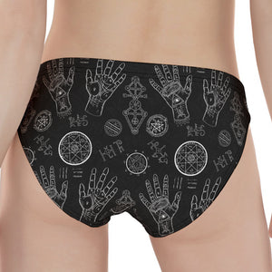 Black And White Wiccan Palmistry Print Women's Panties