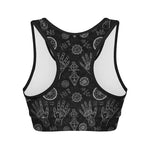 Black And White Wiccan Palmistry Print Women's Sports Bra