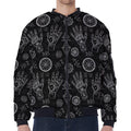 Black And White Wiccan Palmistry Print Zip Sleeve Bomber Jacket