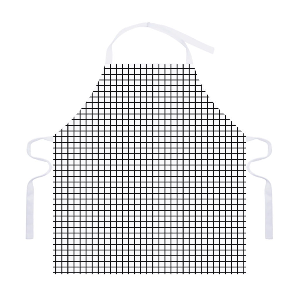 Black And White Windowpane Pattern Print Adjustable Apron