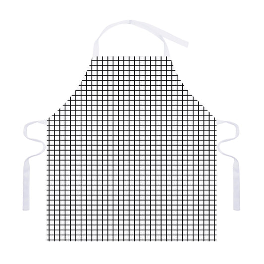 Black And White Windowpane Pattern Print Adjustable Apron