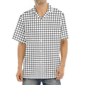 Black And White Windowpane Pattern Print Aloha Shirt