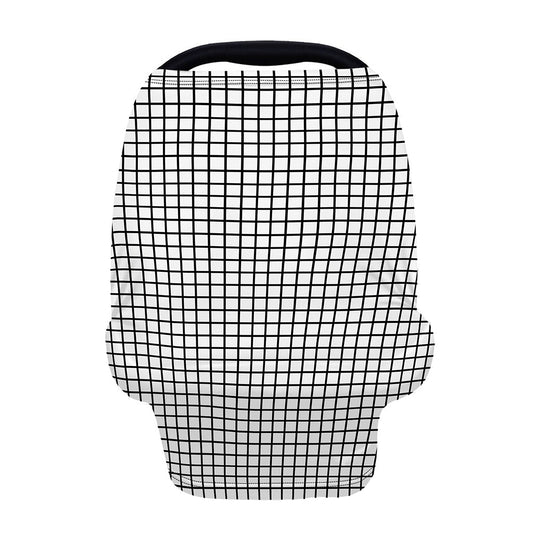 Black And White Windowpane Pattern Print Baby Seat Cover