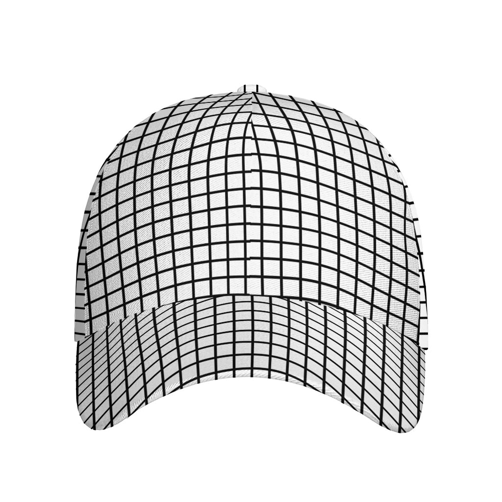 Black And White Windowpane Pattern Print Baseball Cap