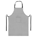 Black And White Windowpane Pattern Print Bib Apron With Pocket