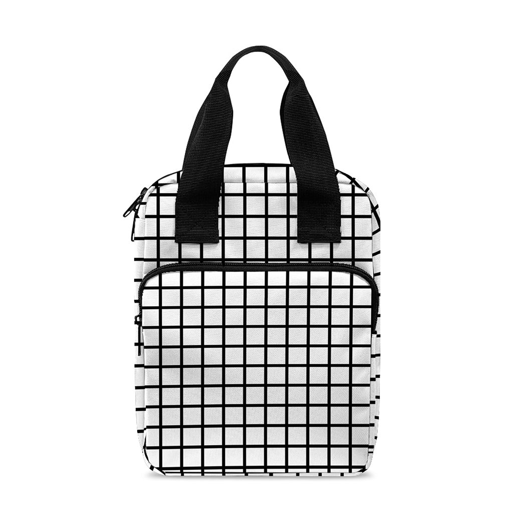 Black And White Windowpane Pattern Print Bible Tote Bag