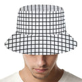 Black And White Windowpane Pattern Print Bucket Hat