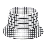 Black And White Windowpane Pattern Print Bucket Hat