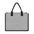 Black And White Windowpane Pattern Print Canvas Tote Bag