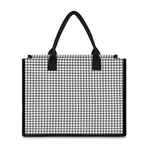 Black And White Windowpane Pattern Print Canvas Tote Bag