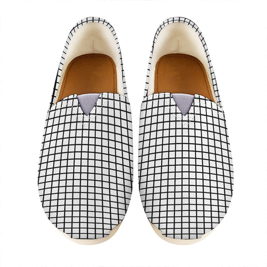 Black And White Windowpane Pattern Print Casual Shoes