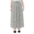 Black And White Windowpane Pattern Print Chiffon Maxi Skirt