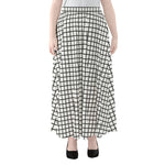 Black And White Windowpane Pattern Print Chiffon Maxi Skirt