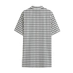 Black And White Windowpane Pattern Print Cotton Hawaiian Shirt