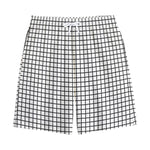Black And White Windowpane Pattern Print Cotton Shorts