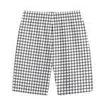 Black And White Windowpane Pattern Print Cotton Shorts