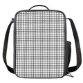 Black And White Windowpane Pattern Print Crossbody Lunch Bag