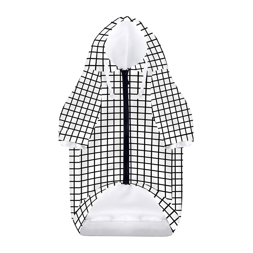 Black And White Windowpane Pattern Print Dog Zip Up Hoodie