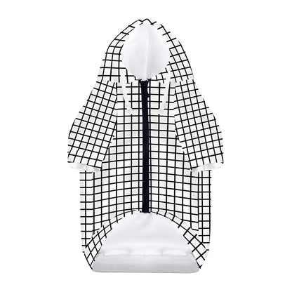 Black And White Windowpane Pattern Print Dog Zip Up Hoodie