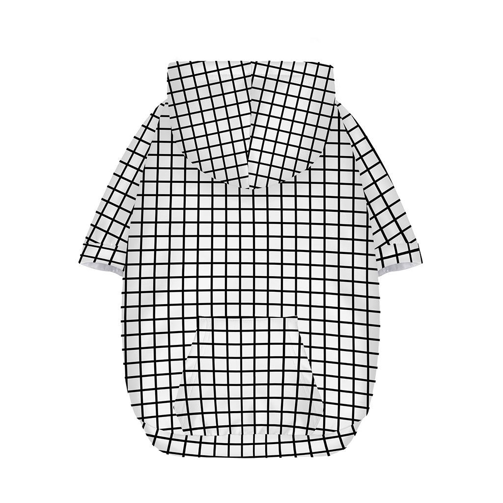 Black And White Windowpane Pattern Print Dog Zip Up Hoodie
