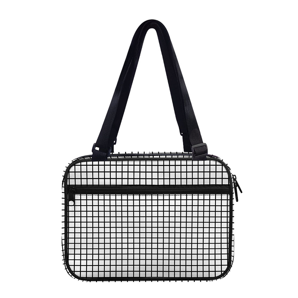 Black And White Windowpane Pattern Print Double Strap Bible Bag