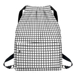 Black And White Windowpane Pattern Print Drawstring Backpack