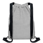 Black And White Windowpane Pattern Print Drawstring Backpack