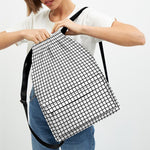 Black And White Windowpane Pattern Print Drawstring Backpack
