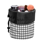 Black And White Windowpane Pattern Print Drawstring Makeup Bag