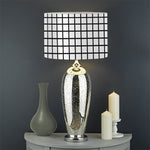 Black And White Windowpane Pattern Print Drum Lamp Shade