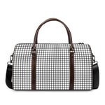 Black And White Windowpane Pattern Print Duffle Bag