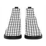 Black And White Windowpane Pattern Print Flat Ankle Boots