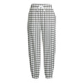 Black And White Windowpane Pattern Print Fleece Lined Knit Pants