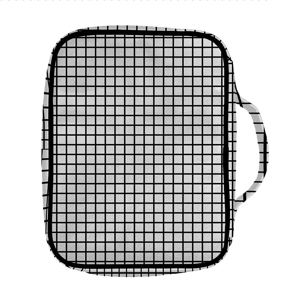 Black And White Windowpane Pattern Print Front Pocket Bible Bag