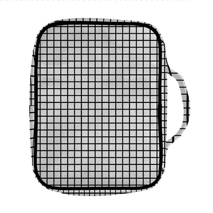Black And White Windowpane Pattern Print Front Pocket Bible Bag