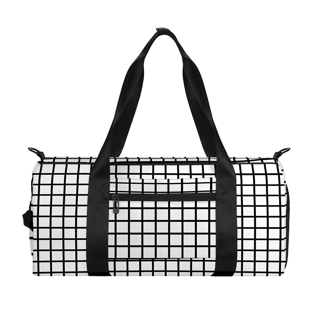 Black And White Windowpane Pattern Print Gym Bag