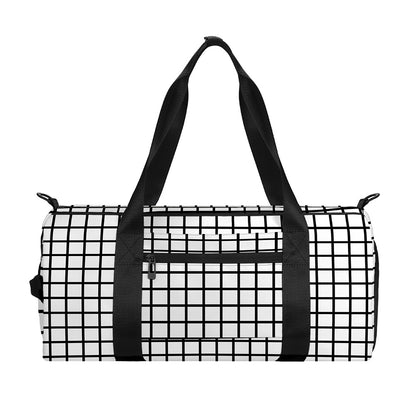 Black And White Windowpane Pattern Print Gym Bag