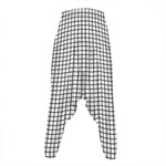 Black And White Windowpane Pattern Print Hammer Pants