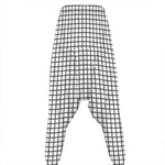 Black And White Windowpane Pattern Print Hammer Pants