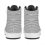 Black And White Windowpane Pattern Print High Top Leather Sneakers